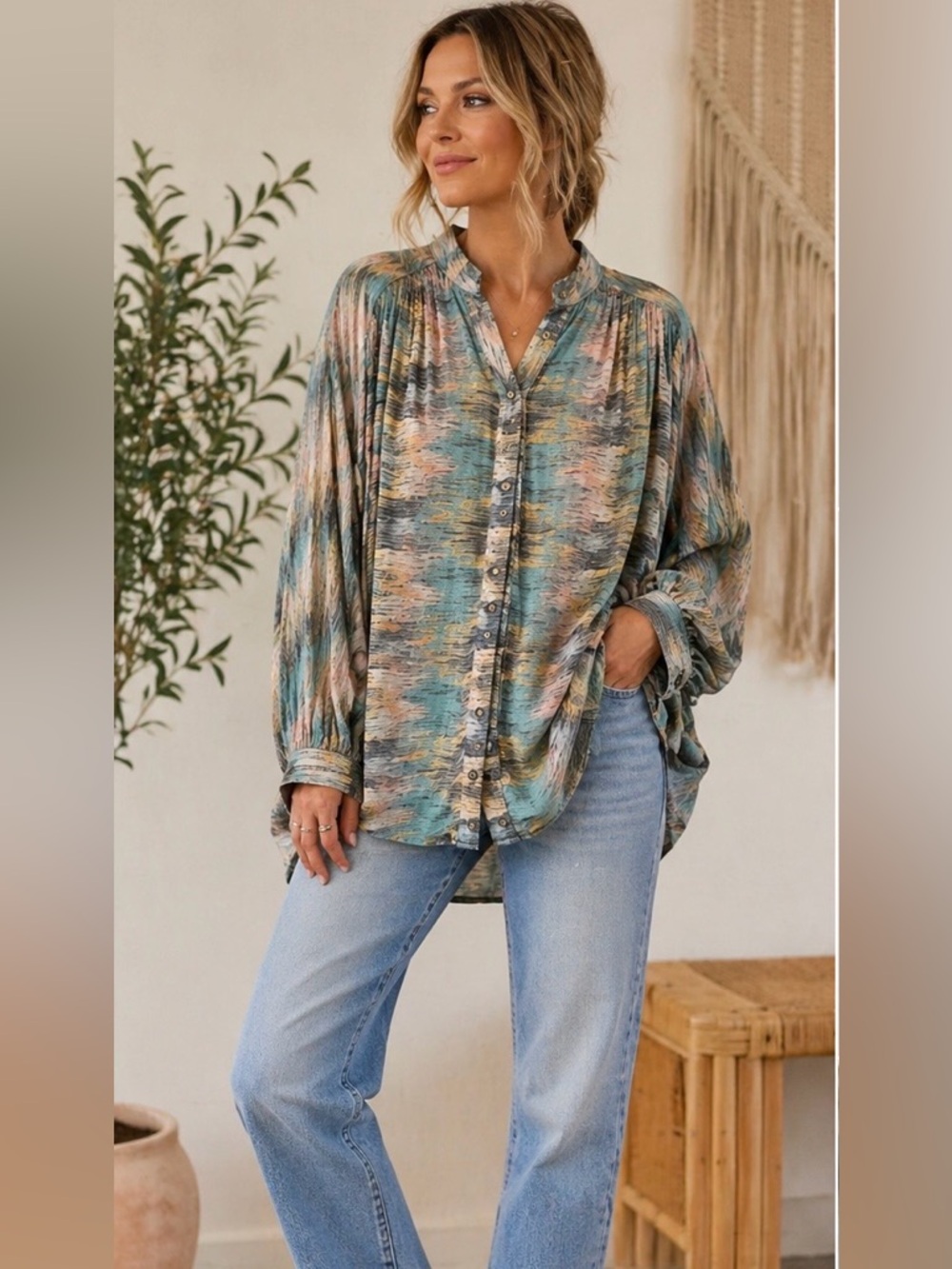 Anthro Conditions Apply Eunice Blouse Oversized Batwing Boho Small